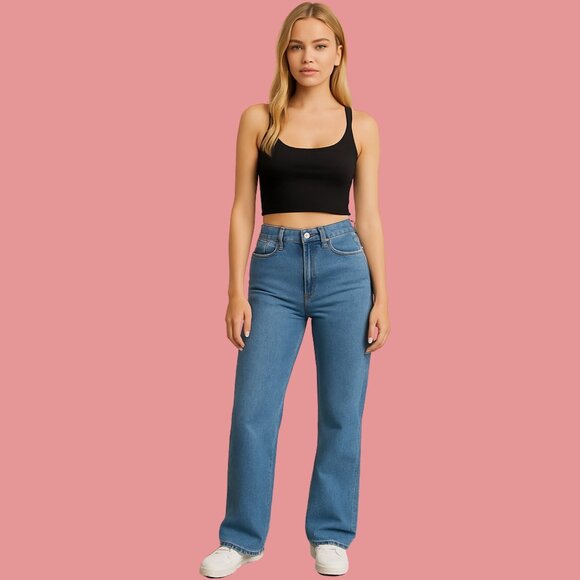 ONLY Blu Denim High-Waisted Straight Leg Jeans Women’s Size 25/32 - Picture 1 of 9